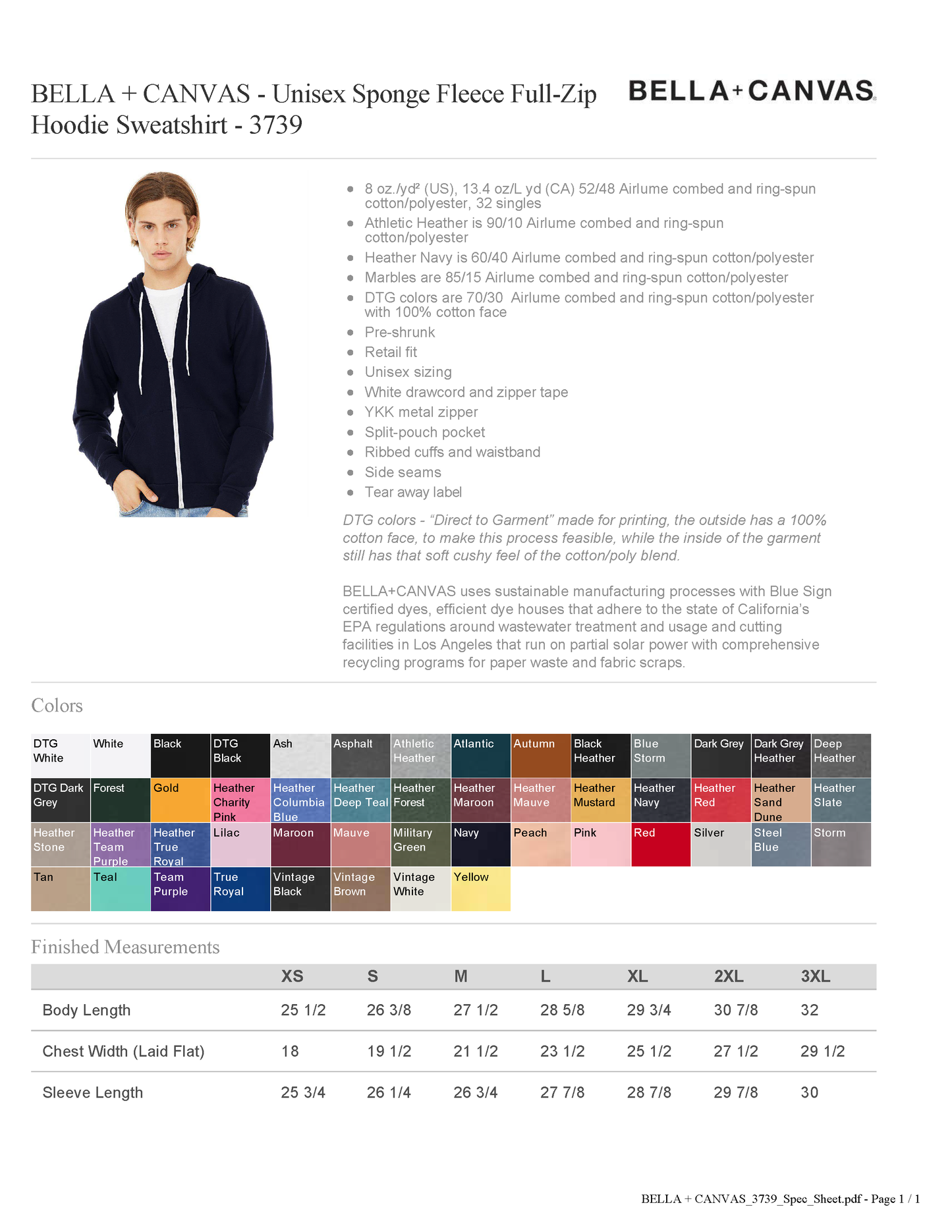 Bella Canvas Full Zip Hoodie